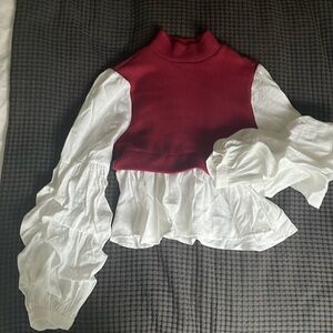 Anthropologie Mock Neck Cropped Sweater Shirt